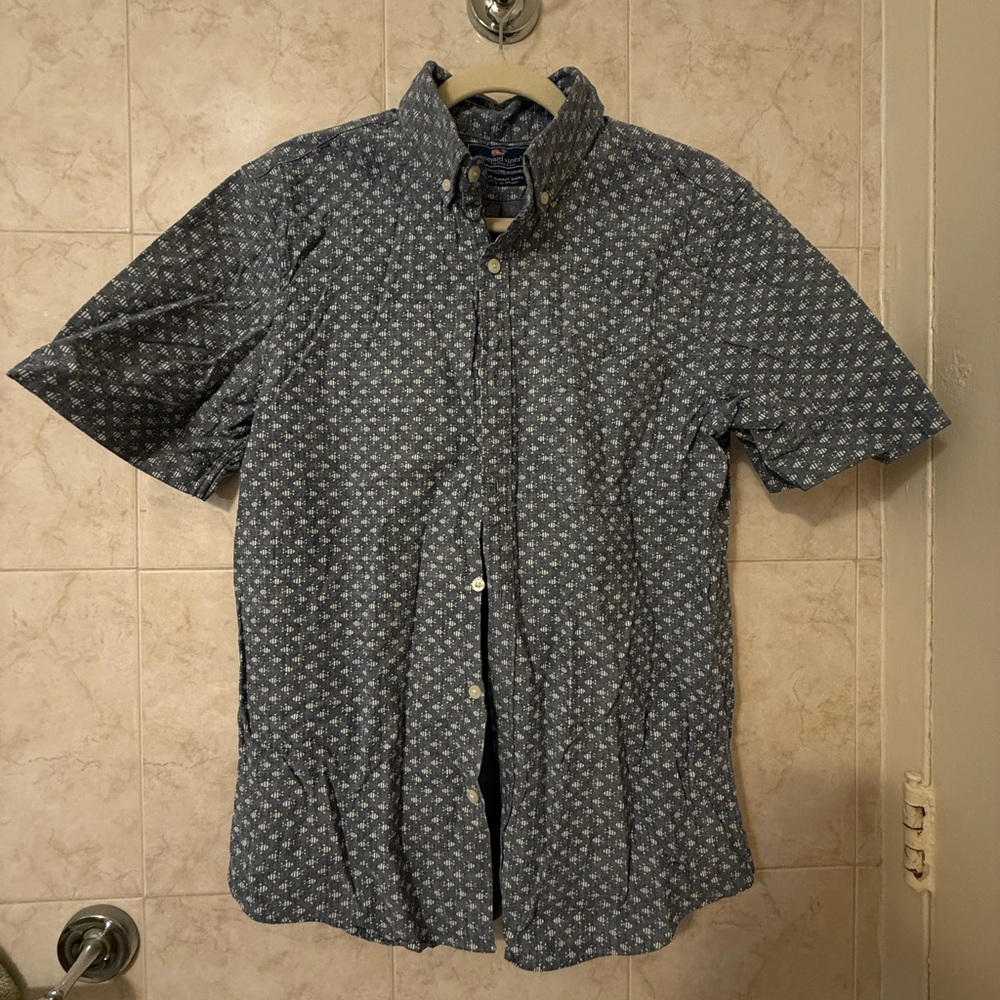 Vineyard Vines Navy Patterned Button Down Shirt - image 1